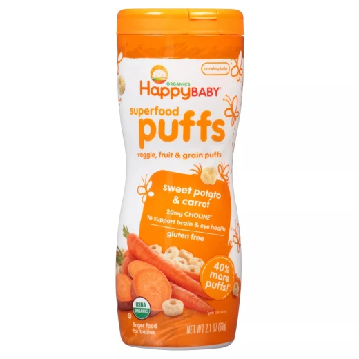 Happy Baby Happy Puffs Organic Sweet Potato - 60 g Happy Baby Happy Puffs Organic Sweet Potato - 60 g