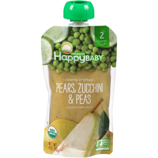 Happy Baby Organics Pears, Zucchini & Peas Pouch, 113 g - هابي بيبي - Image 4