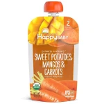 Happy Baby Organic Clearly Crafted Stage 2 Baby Food Sweet Potatoes, Mangos & Carrots Pouch, 113 g - هابي بيبي