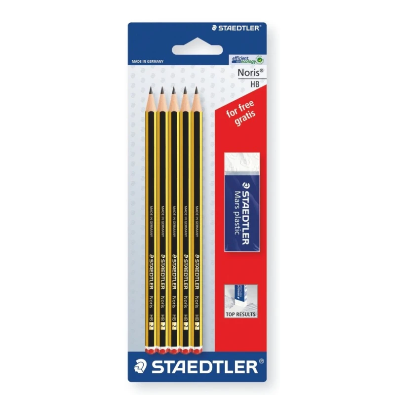 Staedtler Graphite Pencil HB 5 Piece and 1 Eraser - ستدلر