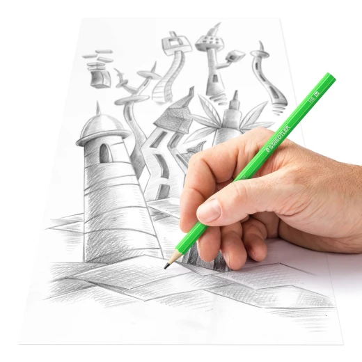 Staedtler Wopex - Graphite Pencils Neon Kit - Green, with Sharpener and Eraser - ستدلر - Image 4
