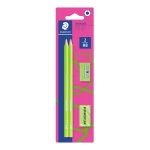 Staedtler Wopex - Graphite Pencils Neon Kit - Green, with Sharpener and Eraser - ستدلر