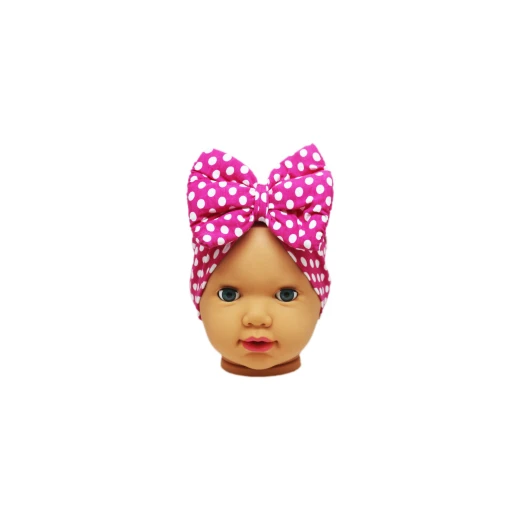 Baby Turban Headband, Fuchsia with White Dots
