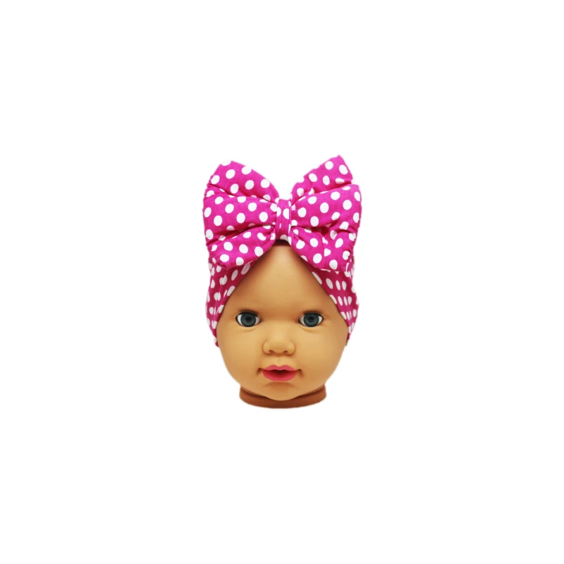 Baby Turban Headband, Fuchsia with White Dots