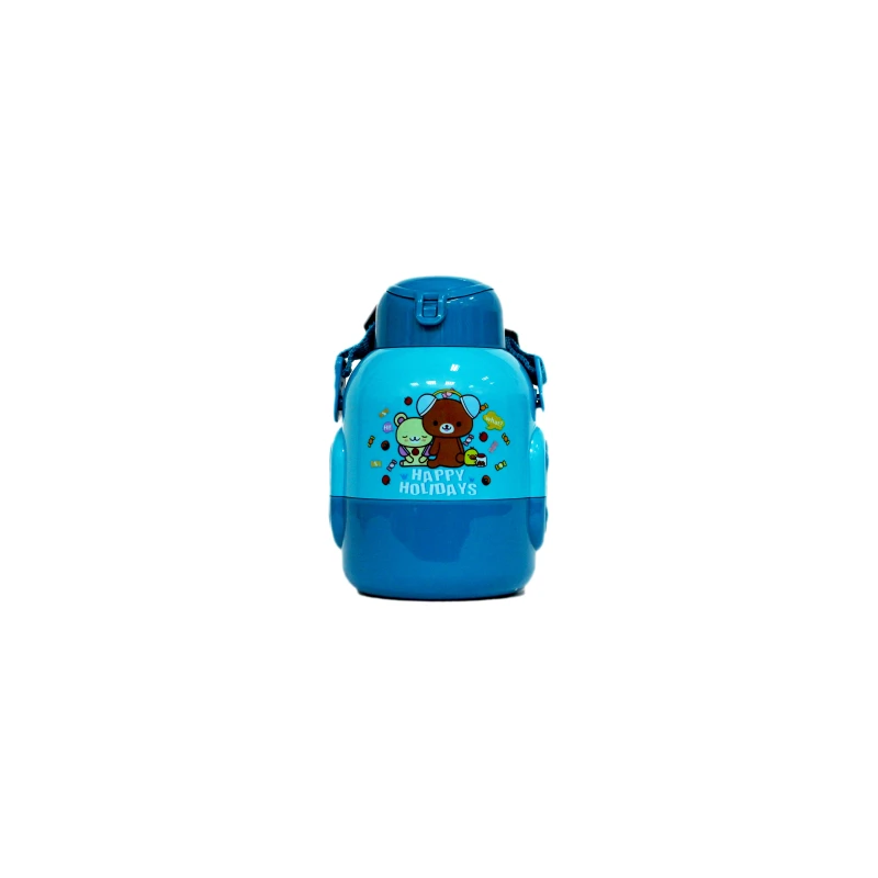 Water Bottle for Kids, Happy Holidays, Blue