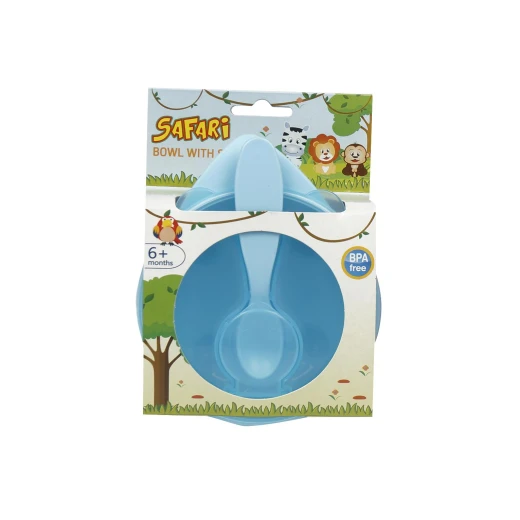 Safari Baby Bowel Set With Spoon, Blue Safari Baby Bowel Set With Spoon, Blue