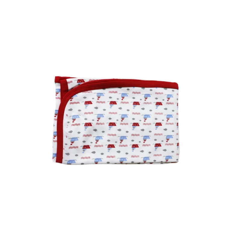 Baby Cotton Blanket, Red- Sea Shape