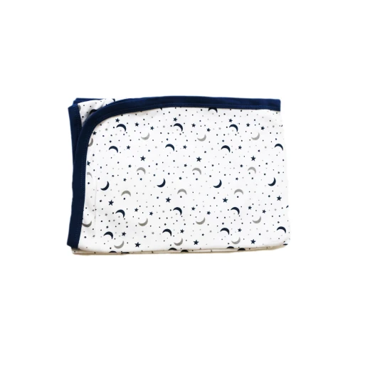 Baby Cotton Blanket, Navy&White, Stars Shape