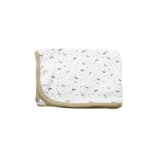 Baby Cotton Blanket, Beige&White, Stars Shape