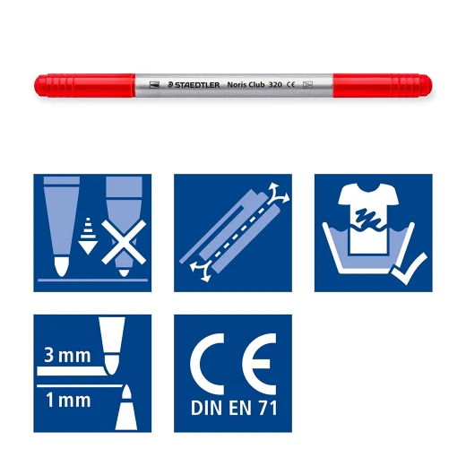 Staedtler Noris® 320 Double Ended Fibre-Tip Pen, Pack of 10 - ستدلر - Image 2