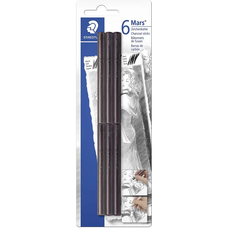 Staedtler Charcoal  Sticks, Pack of 6 - ستدلر