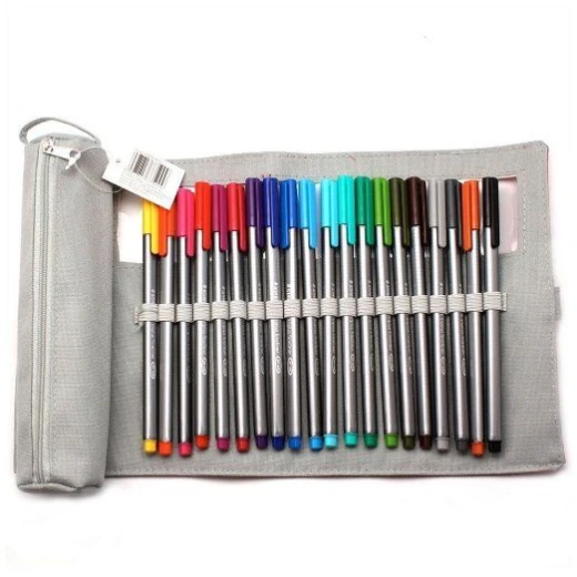 Staedtler Triplus Fineliner Triangular Black Roll-up Case, Pack of 20 - ستدلر - Image 2
