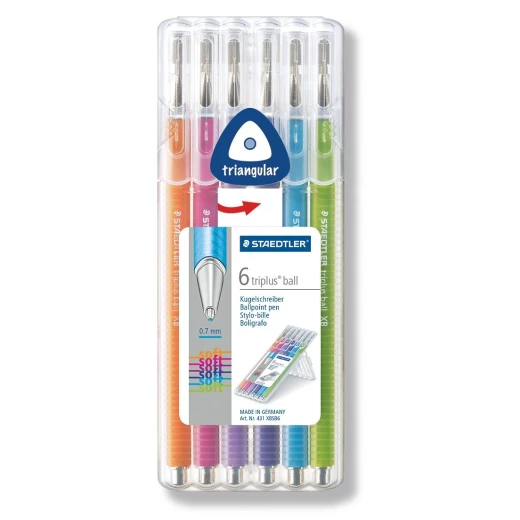 Staedtler Triplus Ball Ballpoint Pen Desktop Box 0.7 mm, Pack of 6