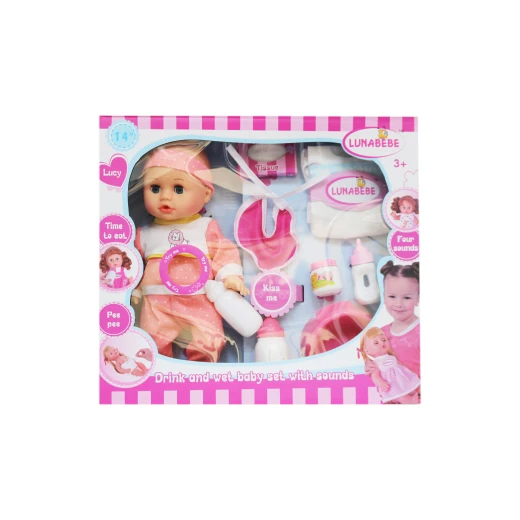 lunabebe Baby Doll with Accessories, Pink lunabebe Baby Doll with Accessories, Pink