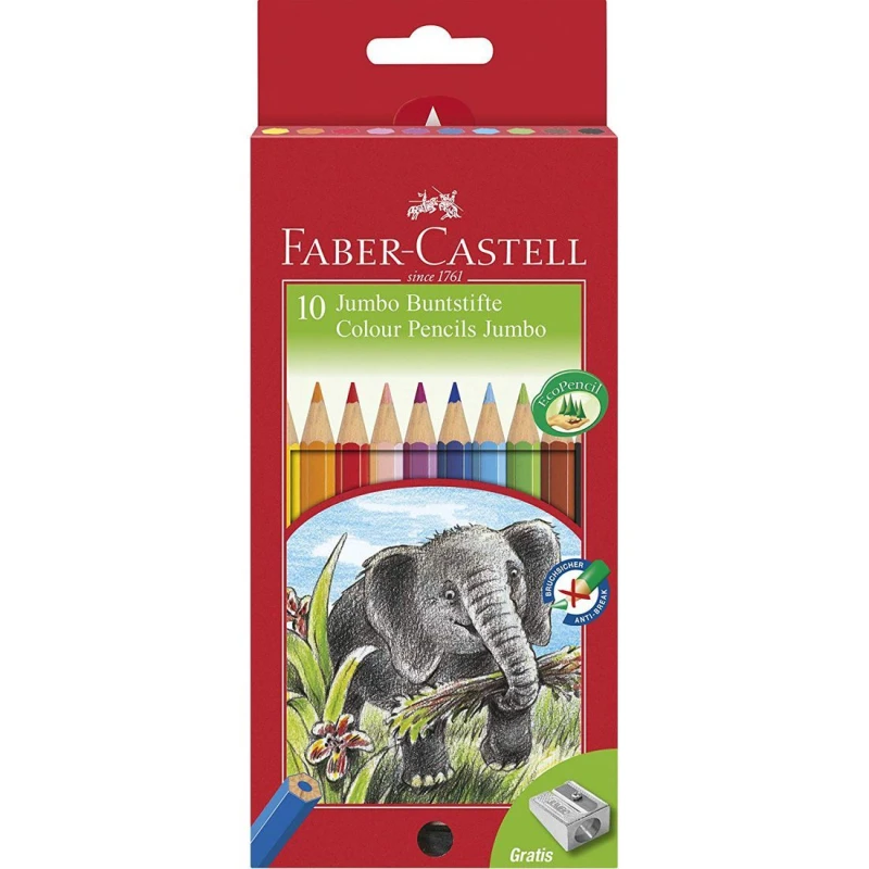 Faber Castell Jumbo Grip Colour Pencil Set 10 - فابر كاستل
