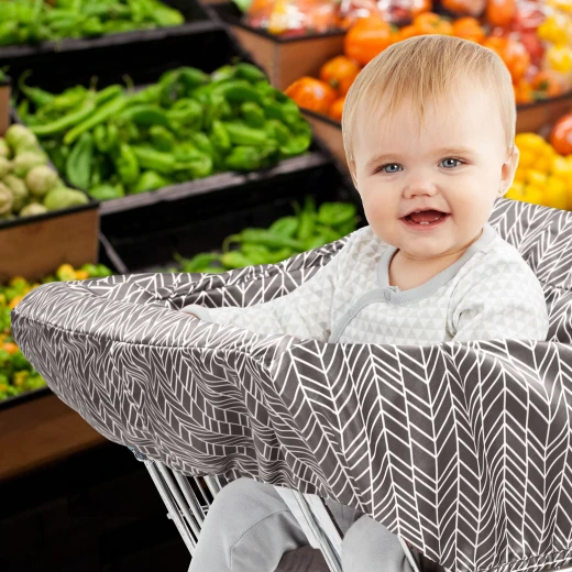 Skip Hop Take Cover Shopping Cart & High Chair Cover, Grey Feather - سكيب هوب - Image 7