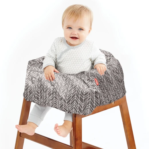 Skip Hop Take Cover Shopping Cart & High Chair Cover, Grey Feather - سكيب هوب - Image 6