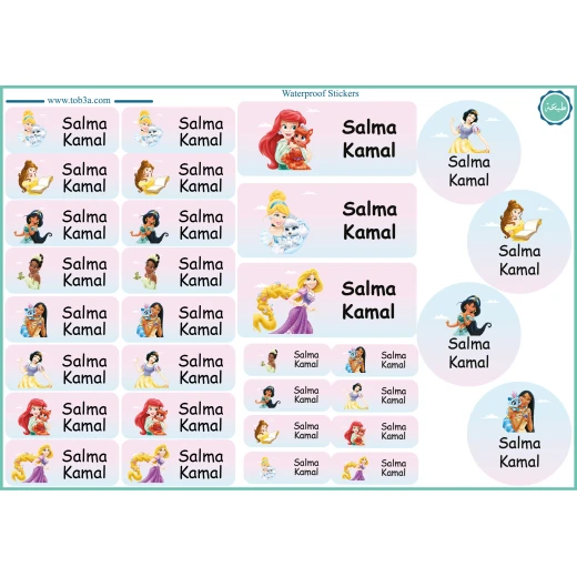 Tob3a Waterproof Stickers, Disney Princesses Tob3a Waterproof Stickers, Disney Princesses