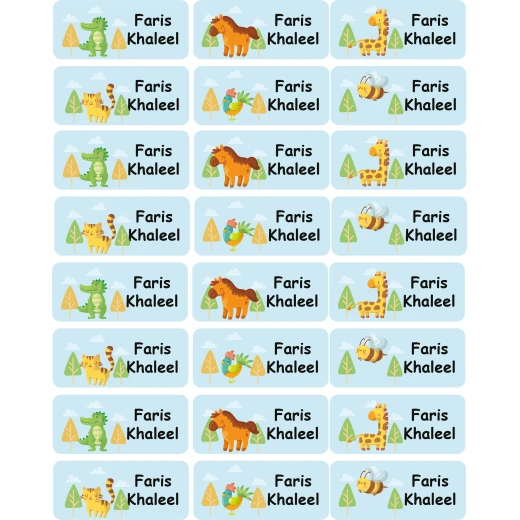 Tob3a Book Labels, Animals