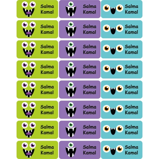 Tob3a Book Labels, Cute Monsters Tob3a Book Labels, Cute Monsters