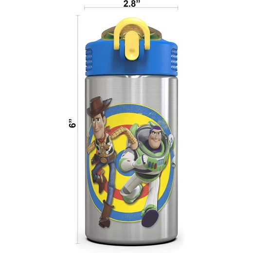 Zak Designs Toy Story 4 Buzz & Woody Stainless Steel Water Bottle,15.5 ounce - زاك ديزاينز - Image 5