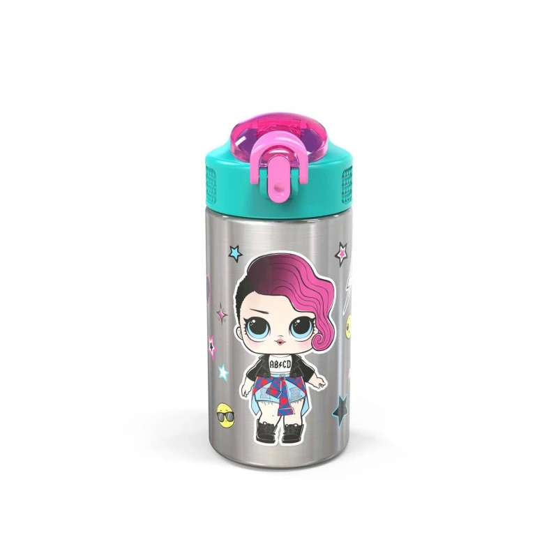Zak Designs LOL Surprise Stainless Steel Water Bottle, 15.5oz - زاك ديزاينز