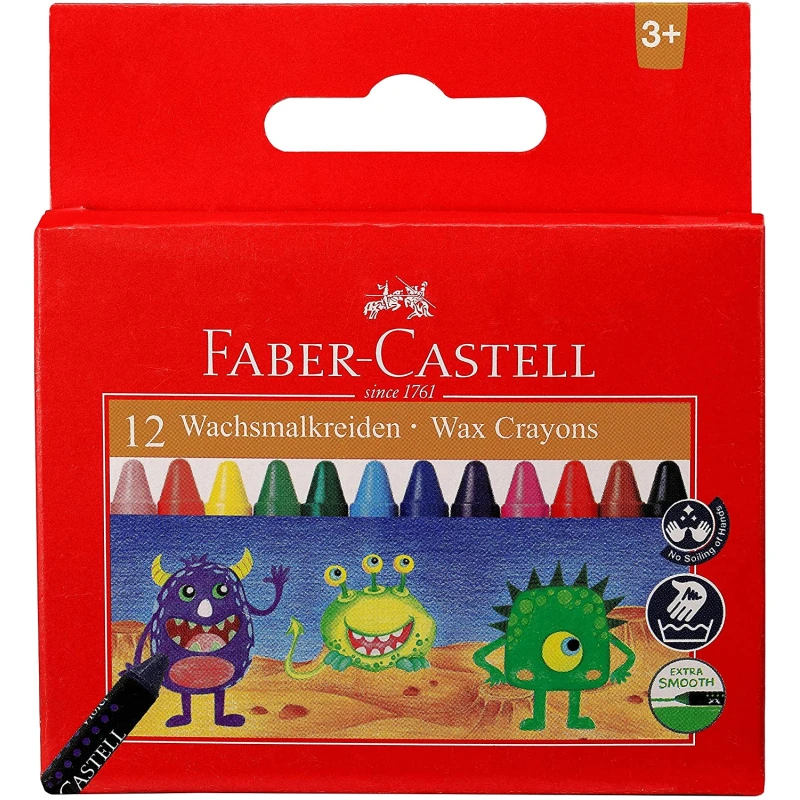 Faber Castell  Wax Crayons 90mm 12 Pack - Faber Castell