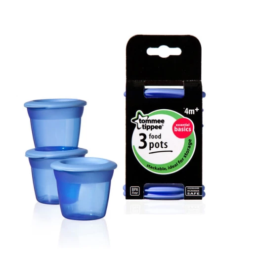 Tommee Tippee Blue 3 Food Pots 4 m- Navy Blue Tommee Tippee Blue 3 Food Pots 4 m- Navy Blue