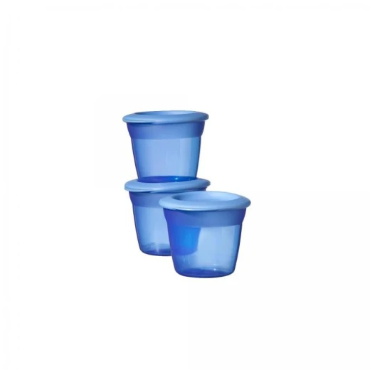 Tommee Tippee Blue 3 Food Pots 4 m- Navy Blue - تومي تيبي - Image 2
