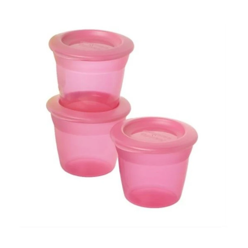 Tommee Tippee Blue 3 Food Pots 4 m- Pink - تومي تيبي