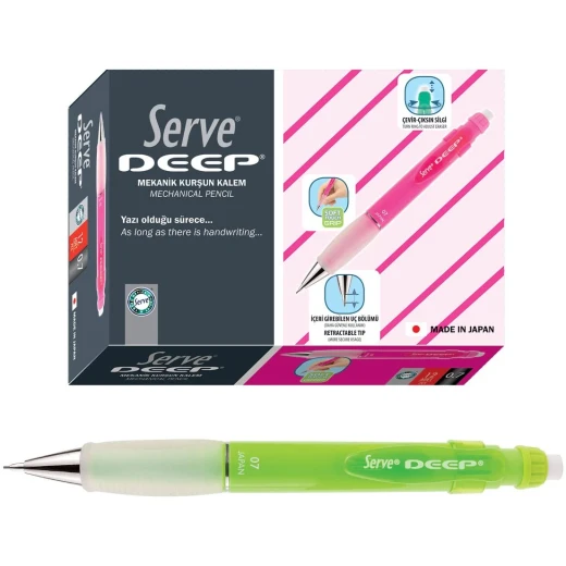 Serve Deep Mechanical Pencil 0.7 mm Mechanical Pencil, 12 pcs in paperbox 0.7 mm Fluorescent Green - Image 3