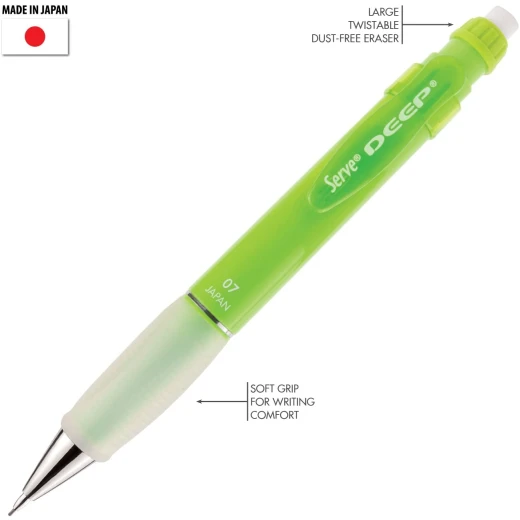 Serve Deep Mechanical Pencil 0.7 mm Mechanical Pencil, 12 pcs in paperbox 0.7 mm Fluorescent Green - Image 2