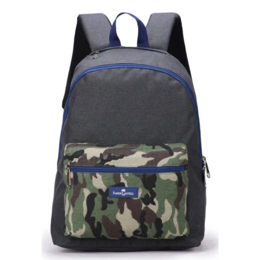 Faber-Castell Energetic Bag 1 Compt Petrol Backpack, Dark Grey&Military