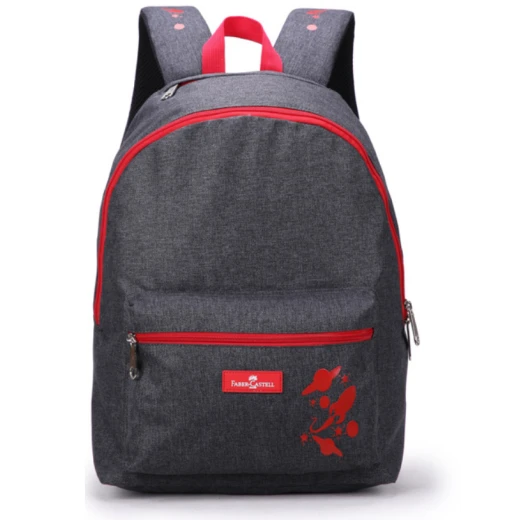 Faber-Castell Energetic Bag 1 Compt Petrol Backpack, Dark Grey&Red