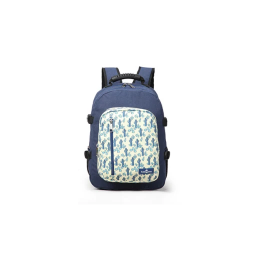 Faber-Castell The Wanderer School 3 Compt Backpack, Dark Blue&Blue Cactus Faber-Castell The Wanderer School 3 Compt Backpack, Dark Blue&Blue Cactus