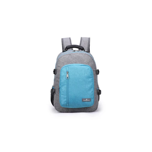Faber-Castell The Wanderer School 3 Compt Backpack, Grey&Light Blue