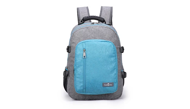 Faber-Castell The Wanderer School 3 Compt Backpack, Grey&Light Blue - فابر كاستل