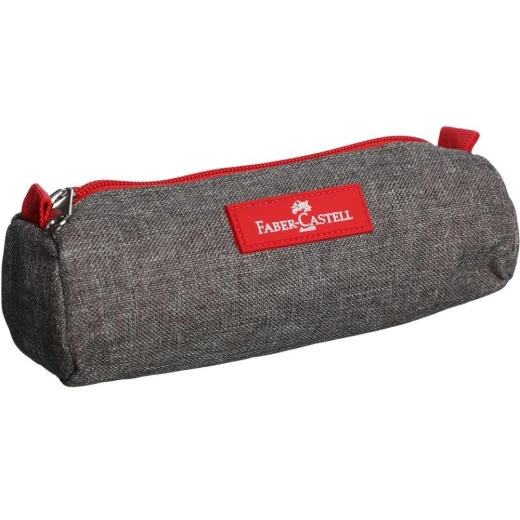 Faber Castell Small Pencil Case 1-Compartment, Light Grey&Red Faber Castell Small Pencil Case 1-Compartment, Light Grey&Red