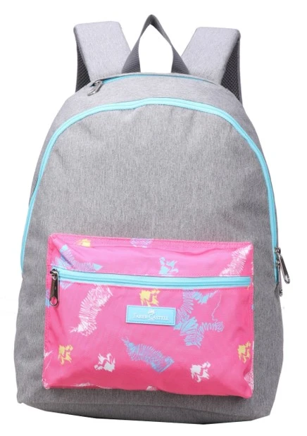 Faber-Castell Energetic Bag 1 Compt Backpack, Light Grey&Pink - فابر كاستل