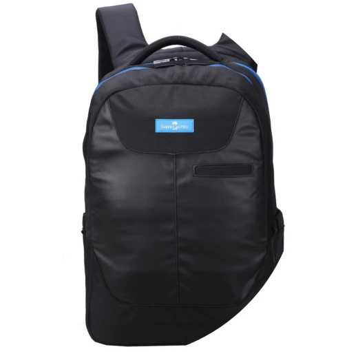 FaberCastell Urban Bag 2 Compt Backpack, Black&Blue Zipper Leather - فابر كاستل - Image 4