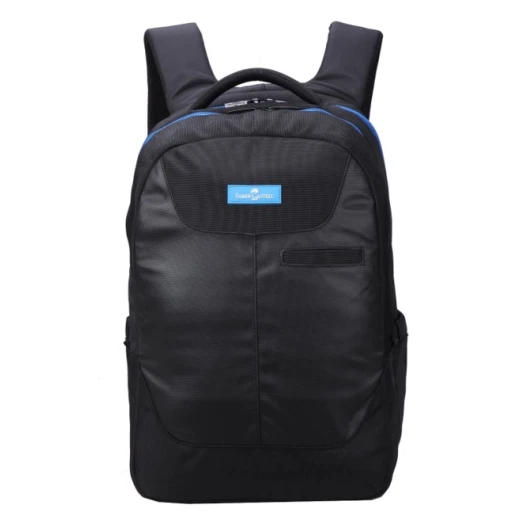 FaberCastell Urban Bag 2 Compt Backpack, Black&Blue Zipper Leather FaberCastell Urban Bag 2 Compt Backpack, Black&Blue Zipper Leather