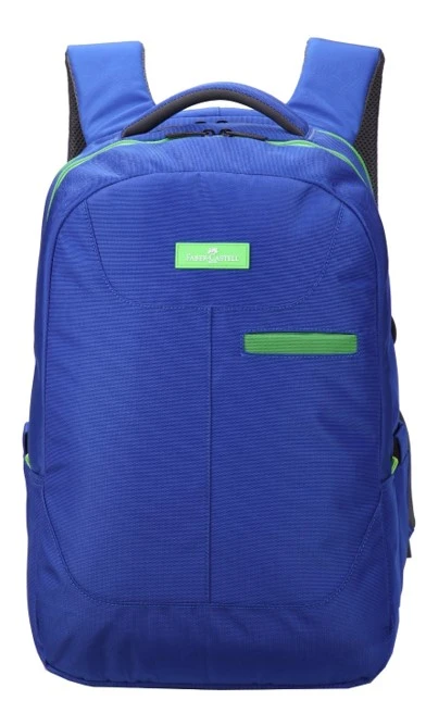 FaberCastell Urban Bag 2 Compt Backpack, Blue &Green Zipper - فابر كاستل