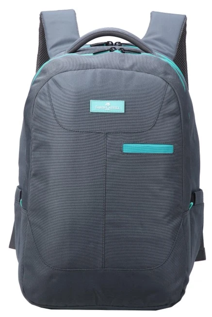 FaberCastell Urban Bag 2 Compt Backpack, Black&Blue Zipper Leather - فابر كاستل