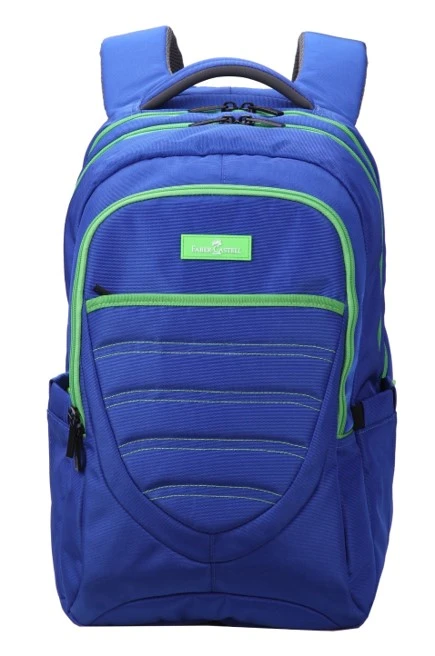 FaberCastell Weekend Bag 3 Compt Backpack, Blue&Green - فابر كاستل