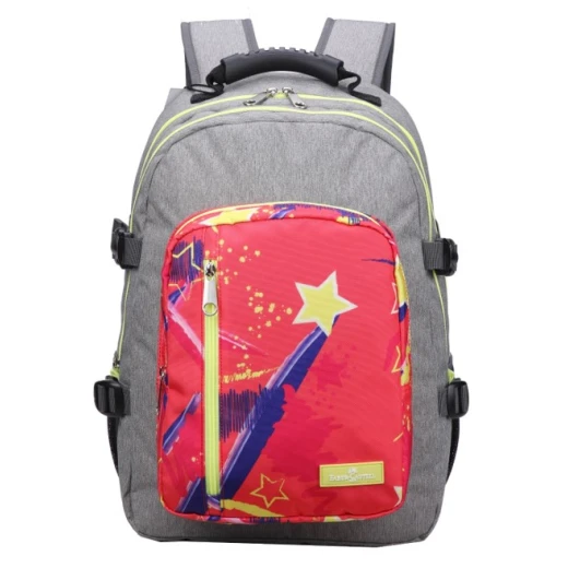 Faber-Castell Wanderer Bag 3 Compt Backpack, Light Grey&Red Faber-Castell Wanderer Bag 3 Compt Backpack, Light Grey&Red