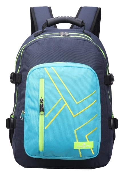 Faber-Castell Wanderer Bag 3 Compt Backpack, Dark Blue &Turquoise - فابر كاستل