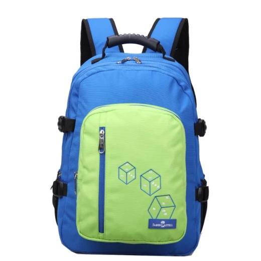 Faber-Castell Wanderer Bag 3 Compt Backpack, Blue &Green Dices