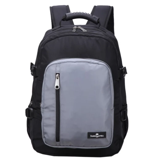 Faber-Castell Wanderer Bag 3 Compt Backpack, Black&Grey Leather Like Faber-Castell Wanderer Bag 3 Compt Backpack, Black&Grey Leather Like