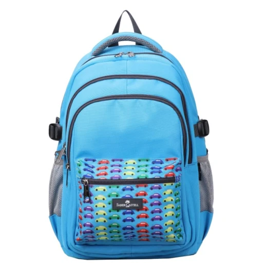 Faber-Castell School Bag 4 Compt Backpack, Light Blue Cars Faber-Castell School Bag 4 Compt Backpack, Light Blue Cars