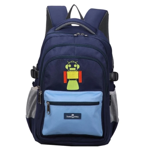 Faber-Castell School Bag 4 Compt Backpack, Dark Blue & L Blue Robot Faber-Castell School Bag 4 Compt Backpack, Dark Blue & L Blue Robot